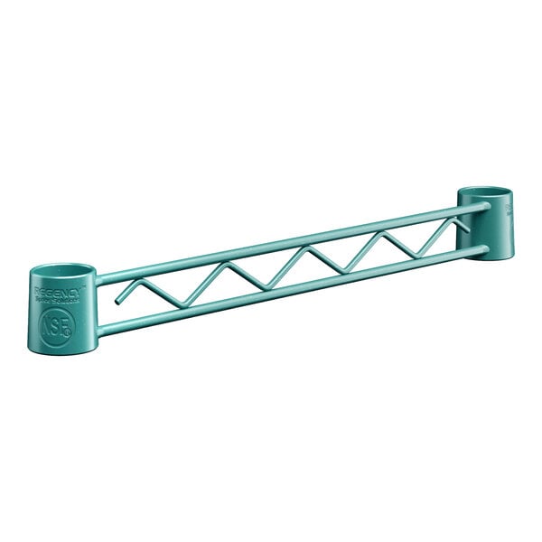 A blue metal pipe with green epoxy on the ends.