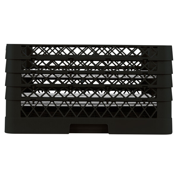 A black plastic Vollrath Traex Plate Crate with 22 compartments.