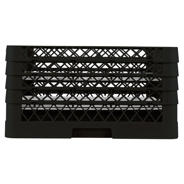 A black plastic Vollrath Traex Plate Crate with 22 compartments.