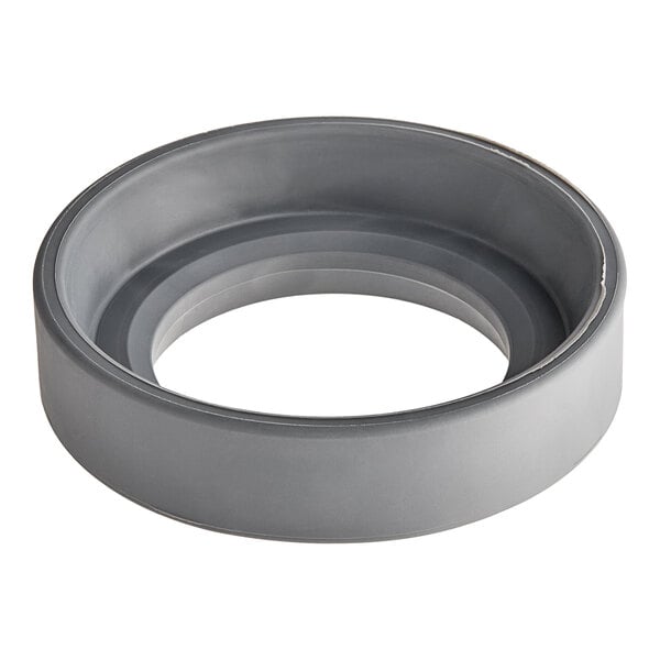 A grey circular rubber bumper with a white background.