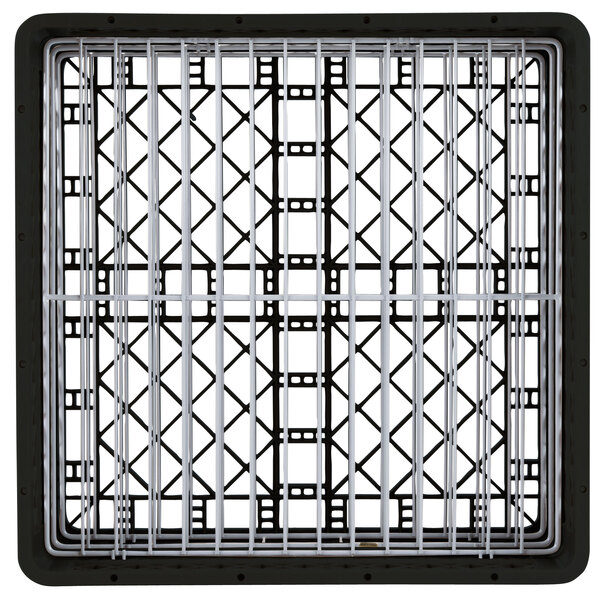 A black metal grid with a white square grid inside.