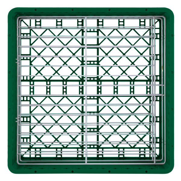 A green metal grid with a white metal frame.