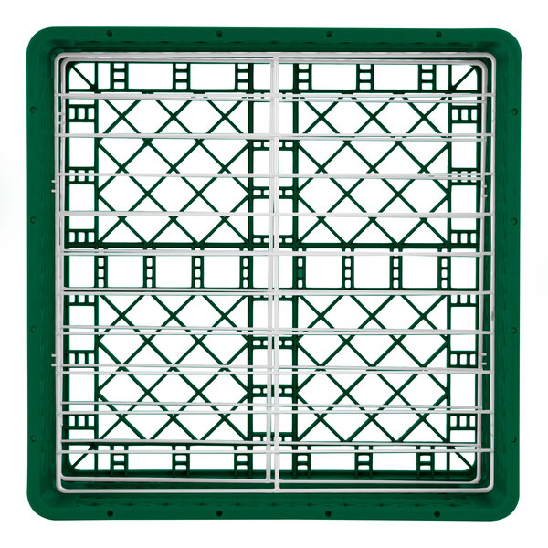 A green plastic frame with metal grid dividers.