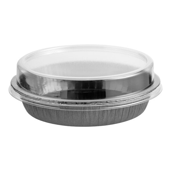 Solut 8" Bake and Show Round Paperboard Oven-Ready Takeout / Cake Pan with Lid - 10/Pack