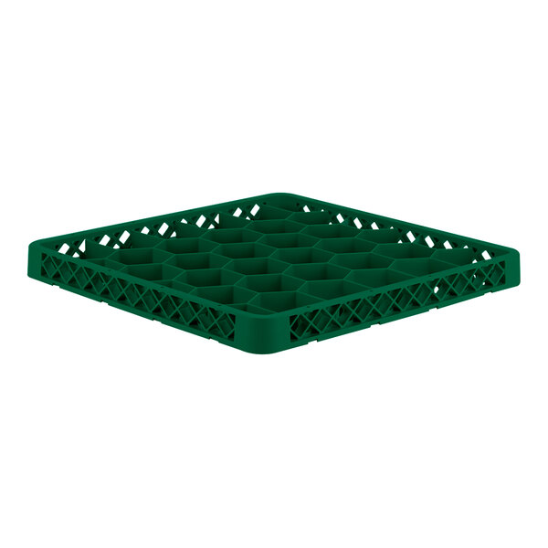 A green full-size plastic glass rack extender with 30 compartments.