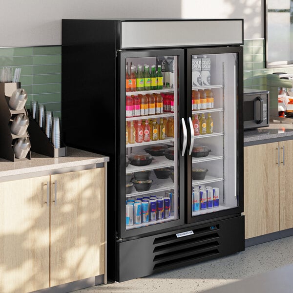 Beverage-Air MMR49HC-1-B MarketMax 52" Black Refrigerated Glass Door Merchandiser with LED Lighting