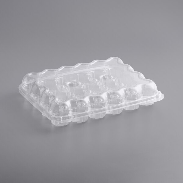 InnoPak 24 Compartment Clear Hinged Lid Mini Cupcake Container - 11/Pack