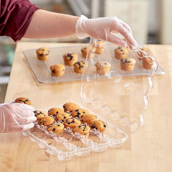Pack of 10 One Compartment Clear Hinged Cupcake Container 