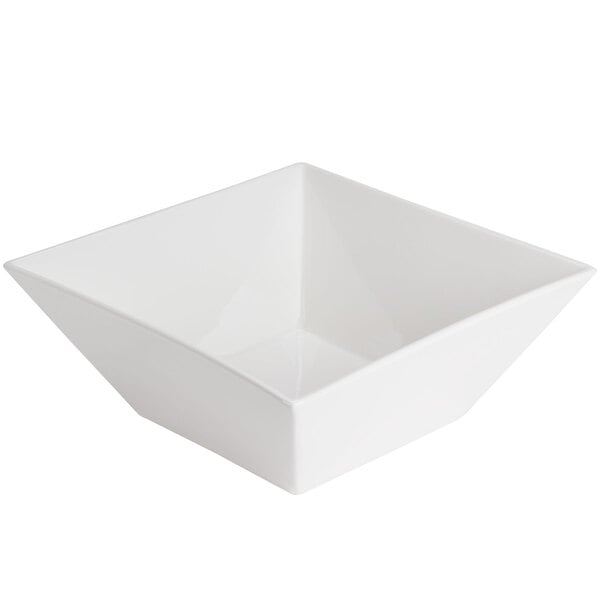 An American Metalcraft white square bowl with a square edge.