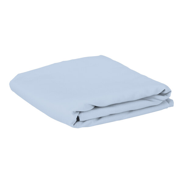 A folded light blue Intedge rectangular table cover on a white background.