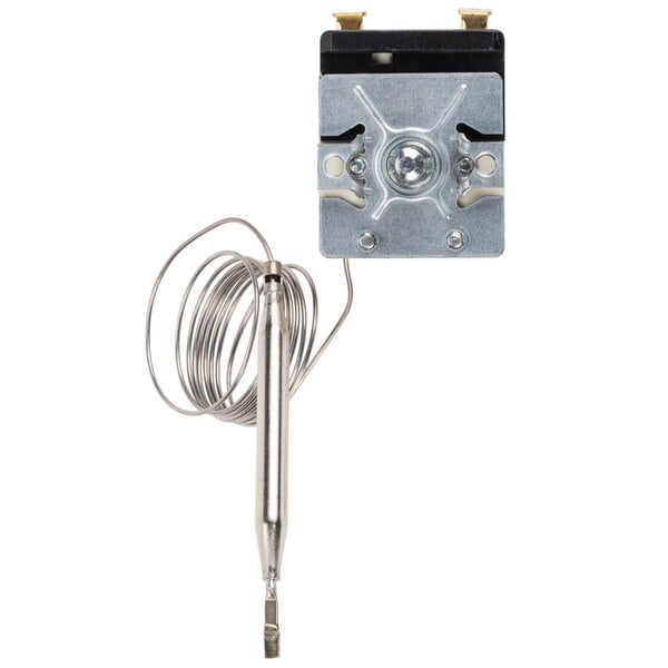 An Avantco thermostat with a wire attached to it.