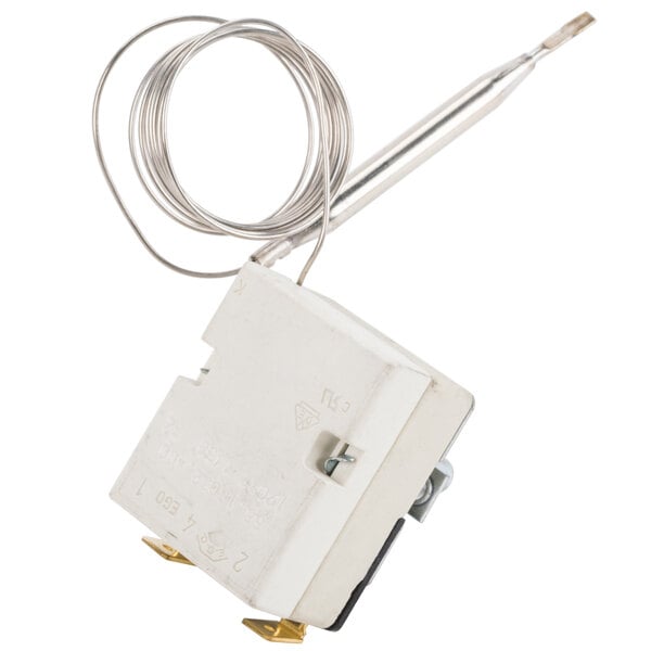 An Avantco thermostat with a wire attached.