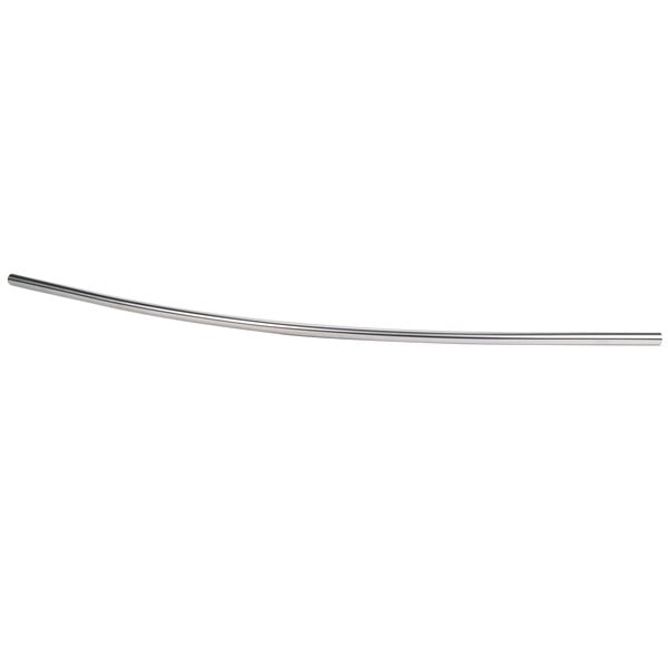 A silver curved Crescent shower bar.