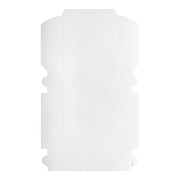 A flat, unfolded white cardboard cake or bakery box designed for assembly.