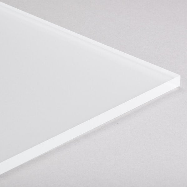 A rectangular acrylic buffet shelf with a white background.