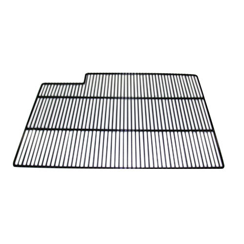A black metal grill with a grid pattern.