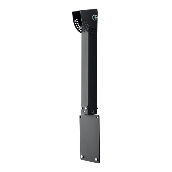 A black metal pole with a hole in the middle.