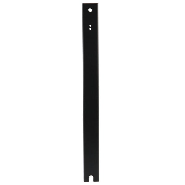 A black rectangular pole with holes in it.