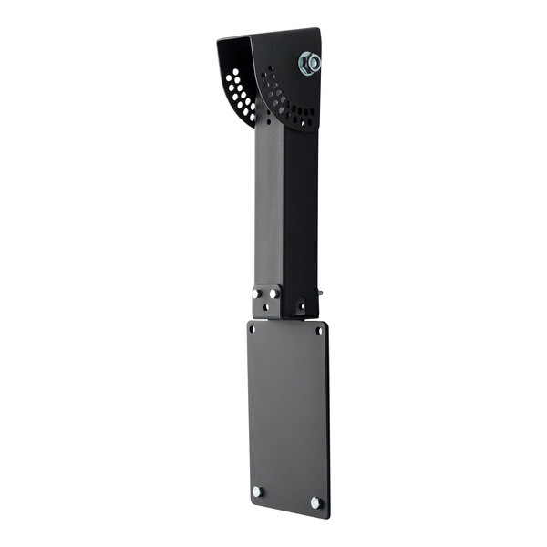 A black rectangular metal pole with holes.