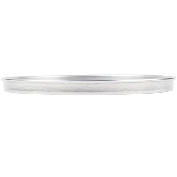 An American Metalcraft standard weight aluminum pizza pan with perforations.