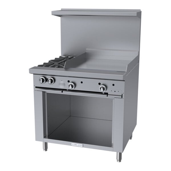 Garland G36-2G24S Liquid Propane 2 Burner 36" Range with 24" Griddle and Storage Base - 96,000 BTU