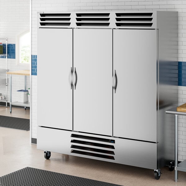 Beverage-Air RB72HC-1S 75" Vista Series Three Section Solid Door Reach in Refrigerator - 72 Cu. Ft.