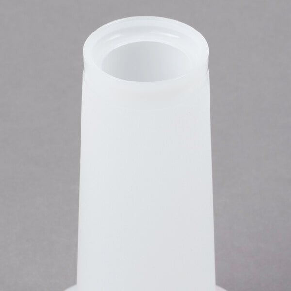 A clear plastic cup with a white lid.