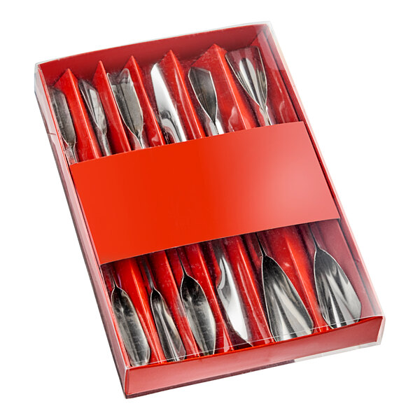 A red box with a Town stainless steel garnishing kit inside.