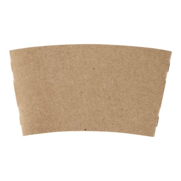 A brown cardboard coffee cup sleeve with a customizable design.