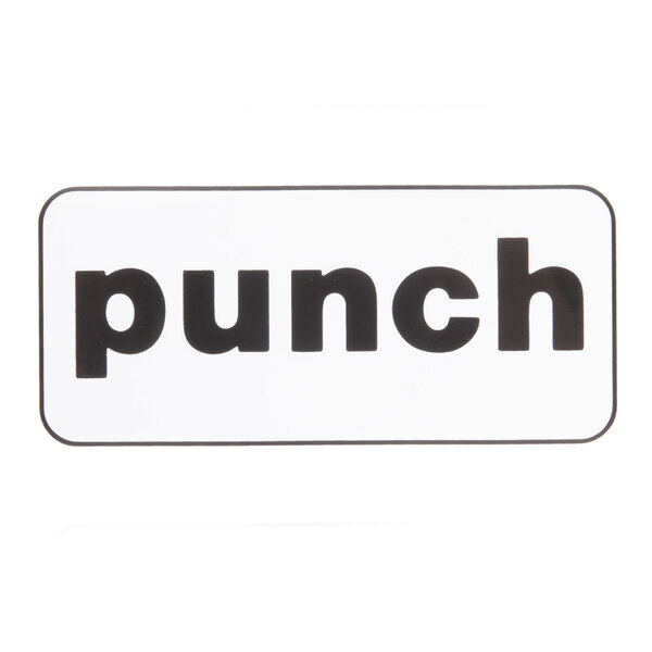A white label with black text reading "Punch" and a black letter "n" on a white background.