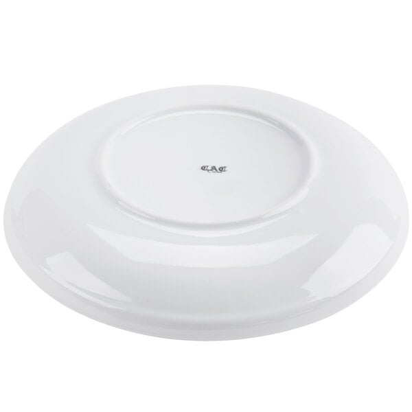 A white porcelain salad bowl with a rolled edge.