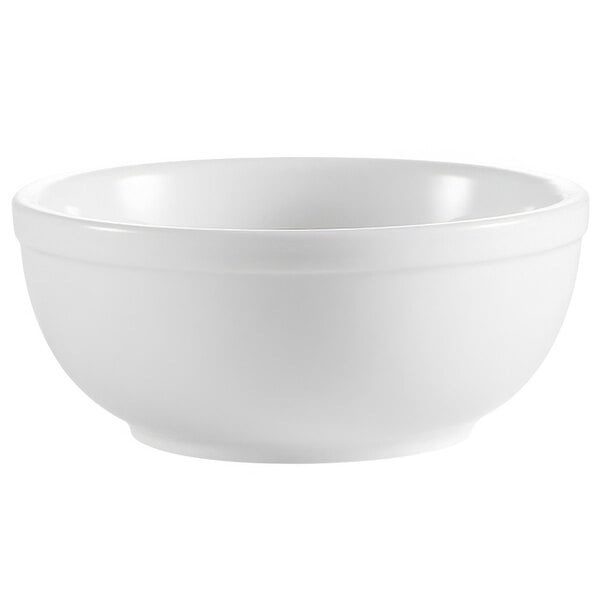 A CAC Super White nappie bowl with a Clinton rolled edge on a white background.