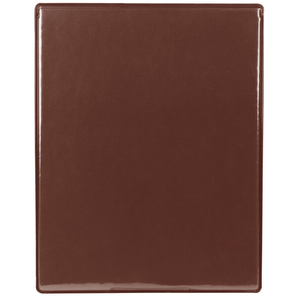 A brown rectangular menu board with white panels.