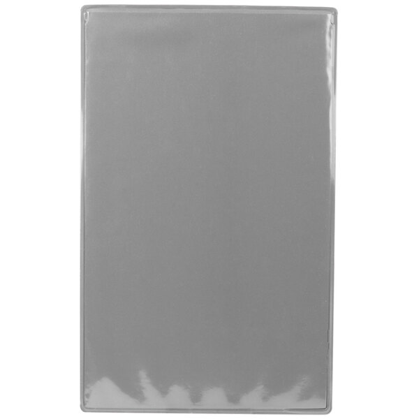 A close-up of a Menu Solutions silver heat sealed menu board.