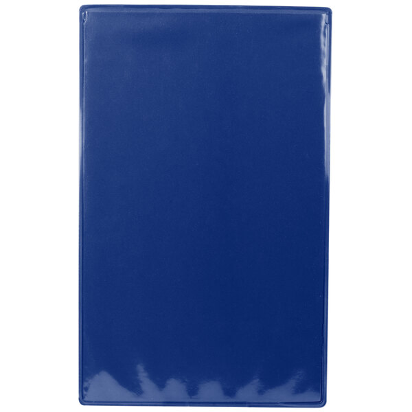 A blue rectangular Menu Solutions menu board with a white border.