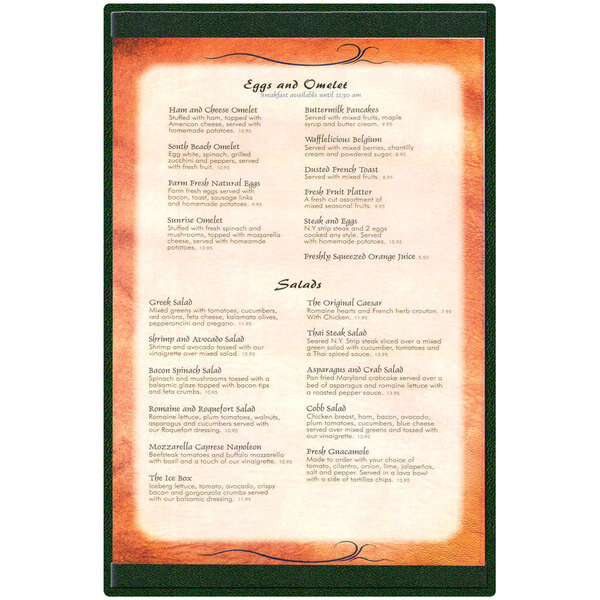 A green Menu Solutions menu board with white text on it.