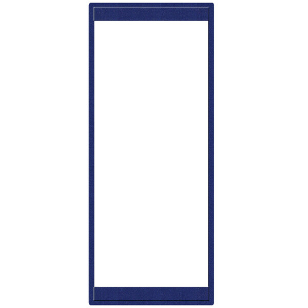 A rectangular blue frame with a white background.