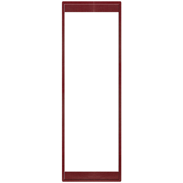A rectangular object with a white background and a red rectangular frame.