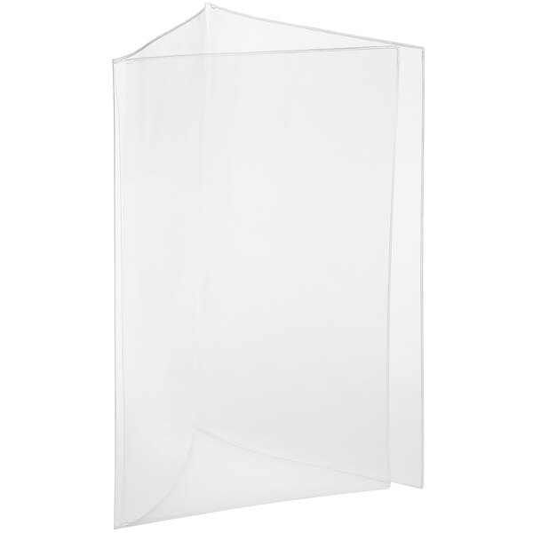 A clear plastic menu cover with a white background.