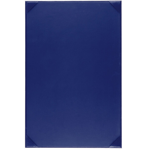 A blue rectangular menu board with a white border.