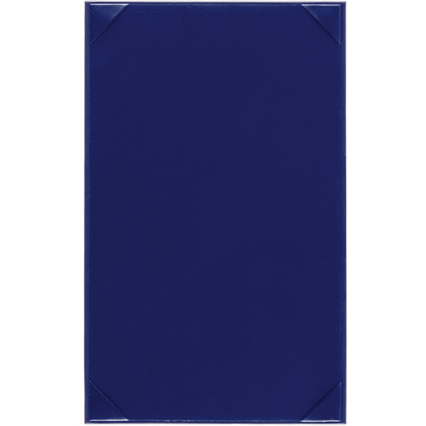 A blue rectangular object with white corners and a white border.