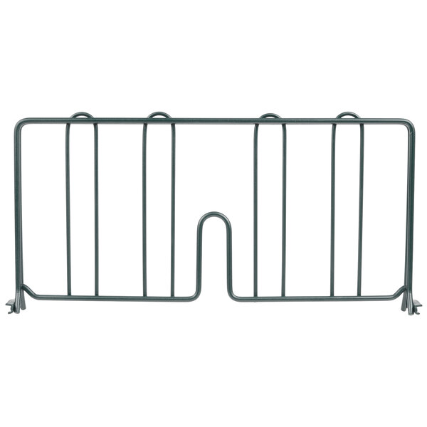 A Metro smoked glass wire shelf divider with two bars on it.