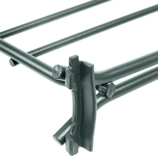 A close-up of a Metro smoked glass wire shelf divider.