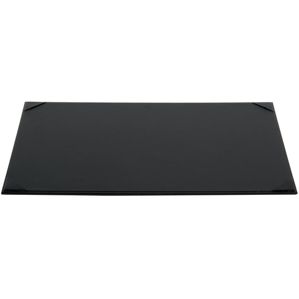 A black rectangular Menu Solutions menu board with white corners.