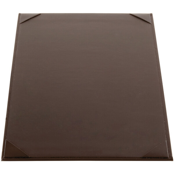 A brown rectangular Menu Solutions menu board with square corners.