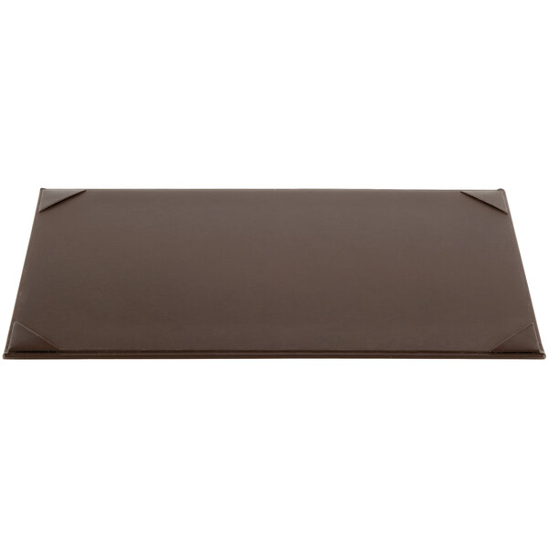 A brown rectangular Menu Solutions Kearny menu board with corners.