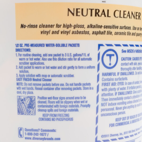 Diversey 990653 Easy Paks 0.5 oz. Neutral Floor Cleaner Packets 90/Pack