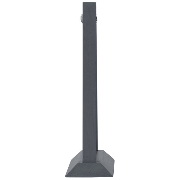 A black rectangular ash wood table tent with a white background.