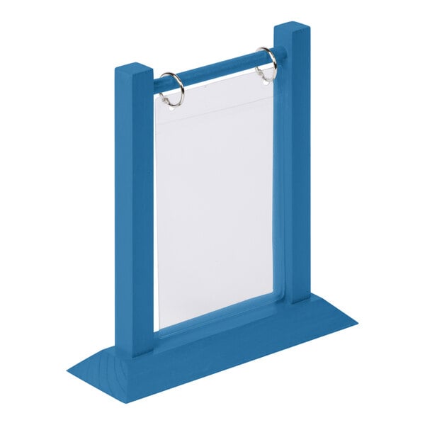 Menu Solutions WFT4S-A 4" x 6" True Blue Wood Flip Top Table Tent - 2/Pack