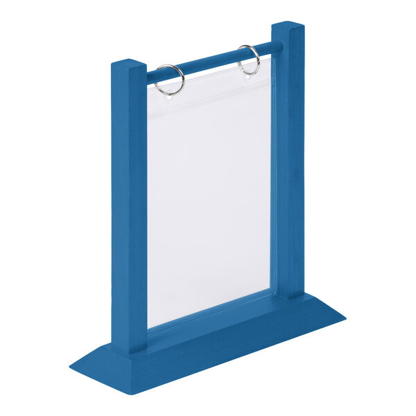 Menu Solutions WFT4S-B 5" x 7" True Blue Wood Flip Top Table Tent - 2/Pack